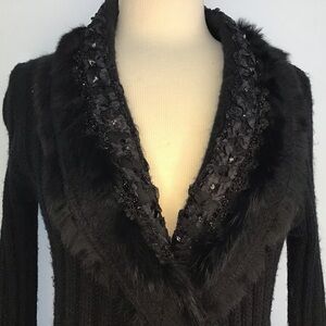 Goth, Victorian, Boho dark Fairycore, Fur trimmed ruffled John Fashion sweater M